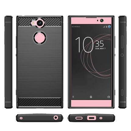 For Sony Xperia XA2 Brushed Texture Carbon Fiber Shockproof TPU Protective Back Case