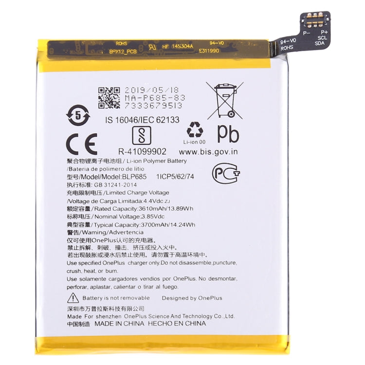 3610mAh BLP685 for OnePlus 6T Li-Polymer Battery, For OnePlus 6T