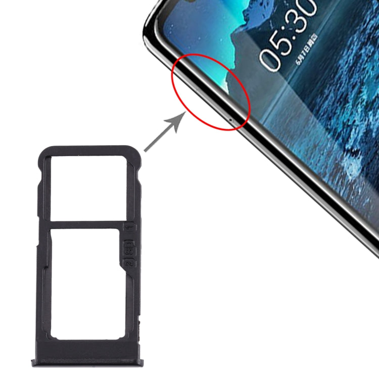 SIM Card Tray + SIM Card Tray / Micro SD Card Tray for Nokia 5.1 Plus / X5 TA-1102 TA-1105 TA-1108 TA-1109 TA-1112 TA-1120 TA-1199