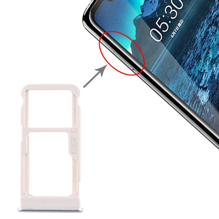 SIM Card Tray + SIM Card Tray / Micro SD Card Tray for Nokia 5.1 Plus / X5 TA-1102 TA-1105 TA-1108 TA-1109 TA-1112 TA-1120 TA-1199