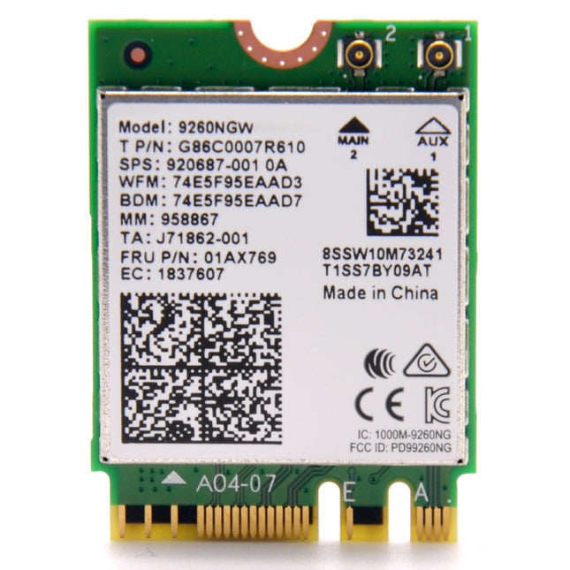 9260NGW Wireless-AC Dual Band 802.11ac 1730Mbps Bluetooth 5.0 WLAN Network Card, 9260NGW Wireless-AC