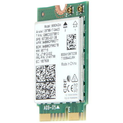 Tarjeta Wifi NGFF Key E de doble banda inalámbrica 9560NGW de 1,73 Gbps para Intel 9560ac, 8020.11ac, Bluetooth 5.0, para computadora portátil con Windows 10, 9560NGW Intel 9560ac