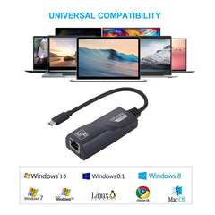 15cm USB-C / Type-C to RJ45 Gigabit Ethernet Network Adapter, RJ45