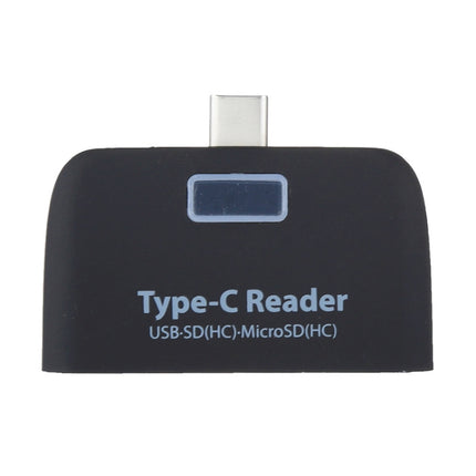 TF + SD Card + USB Port to USB-C / Type-C Adapter Card Reader Connection Kit with LED Indicator Light