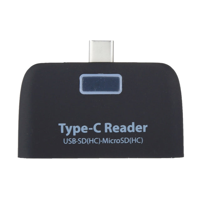 TF + SD Card + USB Port to USB-C / Type-C Adapter Card Reader Connection Kit with LED Indicator Light