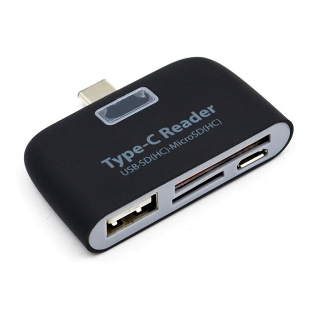 TF + SD Card + USB Port to USB-C / Type-C Adapter Card Reader Connection Kit with LED Indicator Light