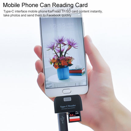 TF + SD Card + USB Port to USB-C / Type-C Adapter Card Reader Connection Kit with LED Indicator Light