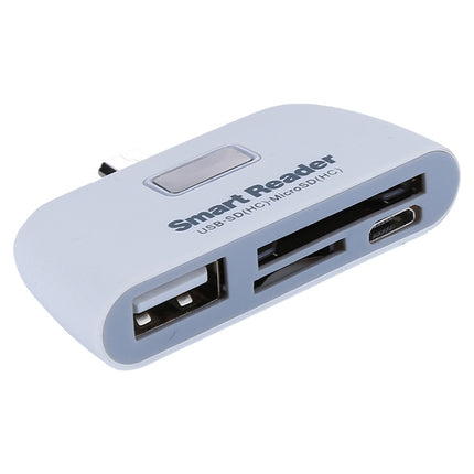 Micro SD + SD + USB 2.0 + Micro USB Port to Micro USB OTG Smart Card Reader Connection Kit with LED Indicator Light