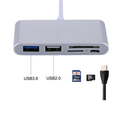 5 in 1 Micro SD + SD + USB 3.0 + USB 2.0 + Micro USB Port to USB-C / Type-C OTG COMBO Adapter Card Reader for Tablet, Smartphone, PC, 5 in 1(Silver), 5 in 1(Gold)