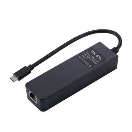 Adaptador USB-C/Tipo-C a 3 puertos USB 3.0 HUB + RJ45 Gigabit Ethernet de alta velocidad Adaptador LAN multifunción, 3 puertos USB + RJ45