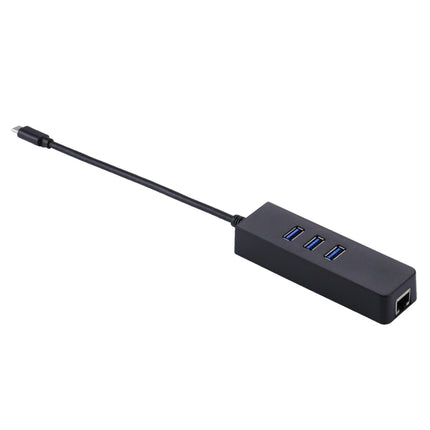 Adaptador USB-C/Tipo-C a 3 puertos USB 3.0 HUB + RJ45 Gigabit Ethernet de alta velocidad Adaptador LAN multifunción, 3 puertos USB + RJ45