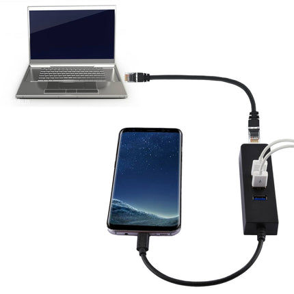 Adaptador USB-C/Tipo-C a 3 puertos USB 3.0 HUB + RJ45 Gigabit Ethernet de alta velocidad Adaptador LAN multifunción, 3 puertos USB + RJ45