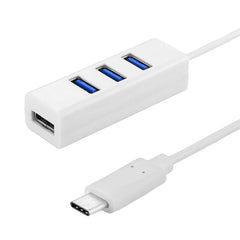 Portable USB-C / Type-C Male to 4 USB Ports Female HUB Adapter, 4 Ports USB (White)