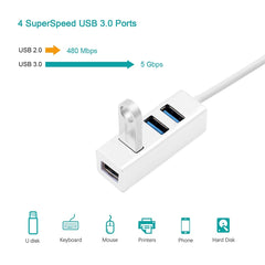 Portable USB-C / Type-C Male to 4 USB Ports Female HUB Adapter, 4 Ports USB (White)