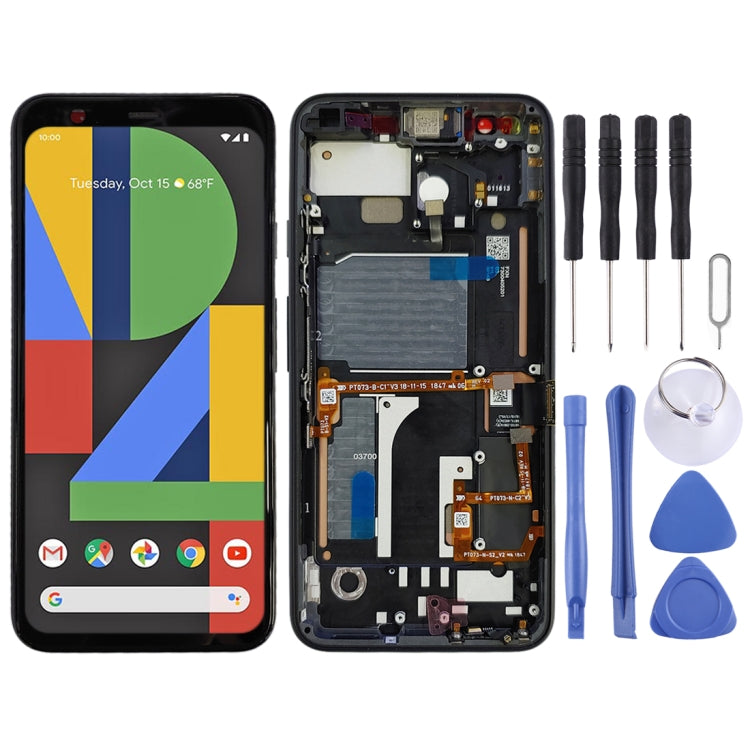 LCD Screen and Digitizer Full Assembly with Frame for Google Pixel 4, For Google Pixel 4 with Frame