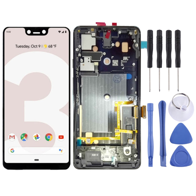 LCD Screen and Digitizer Full Assembly with Frame for Google Pixel 3 XL, For Google Pixel 3 XL with Frame