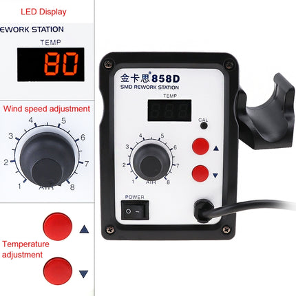 Kaisi K-858D SMD Hot-Air Soldering Station LED Digital Display Support Controllable Temperature for Desoldering + Air Nozzles, EU Plug, K-858D, EU Plug