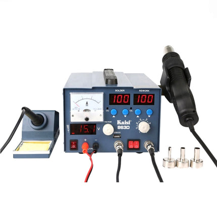 Kaisi K-863D 3 in 1 Hot Air Gun Soldering Station SMD Rework Station With 3A DC Power Supply for Phone PCB Welding Repair Machine, US Plug, K-863D, US Plug, K-863D, EU Plug