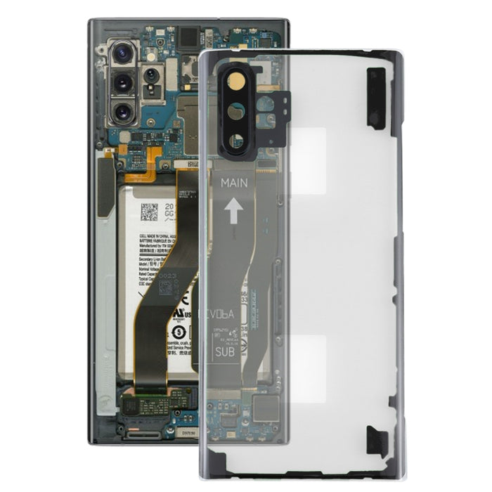 For Samsung Galaxy Note 10+ N975 N9750 Transparent Battery Back Cover with Camera Lens Frame, For Galaxy Note 10+