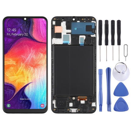 Original Super AMOLED LCD Screen  for Galaxy A50 Digitizer Full Assembly with Frame, For Samsung Galaxy A50
