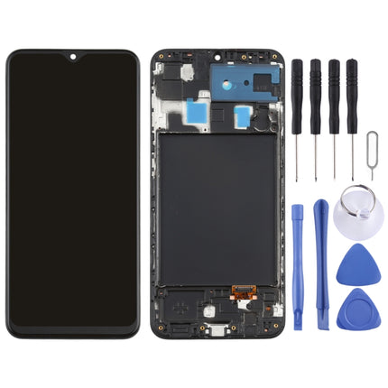 Original Super AMOLED Material LCD Screen and Digitizer Full Assembly with Frame for Galaxy A20