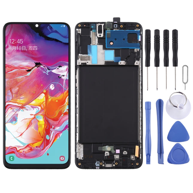 Original Super AMOLED Material LCD Screen and Digitizer Full Assembly with Frame for Galaxy A70, For Samsung Galaxy A70 (Super AMOLED)