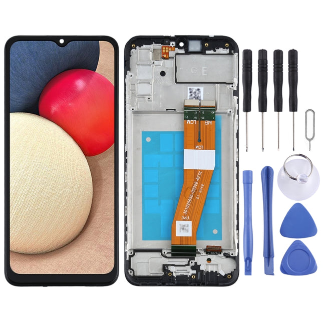 Original LCD Screen and Digitizer Full Assembly with Frame for Samsung Galaxy A02s SM-A025F(GE Version), For Samsung Galaxy A02s (Original)