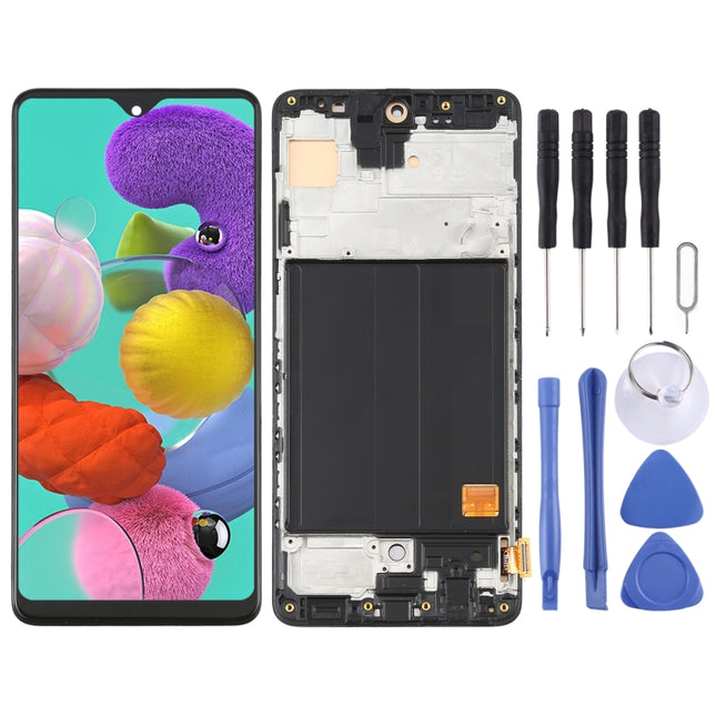 OLED Material LCD Screen and Digitizer Full Assembly with Frame for Samsung Galaxy A51 4G SM-A515(6.36 inch), For Samsung Galaxy A51 4G (OLED)