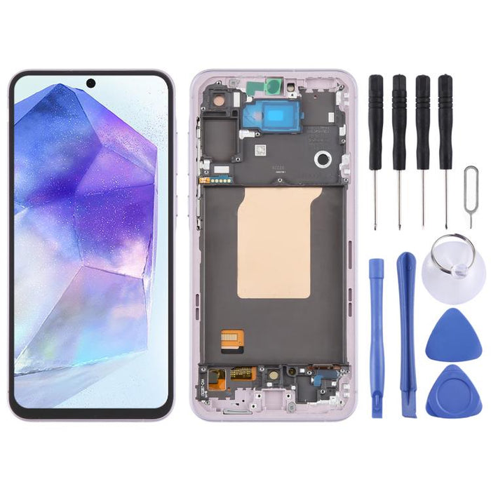 For Samsung Galaxy A55 SM-A556B OLED LCD Screen Digitizer Full Assembly with Frame