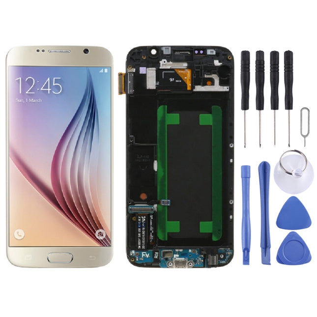 Original LCD Screen and Digitizer Full Assembly with Frame For Samsung Galaxy S6 SM-G920F, For Samsung Galaxy S6
