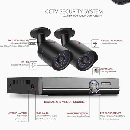 A2B5 720P 1.0 Mega Pixel 2 x Bullet AHD Cameras AHD DVR Kit, Support Night Vision / Motion Detection, IR Distance: 20m, A2B5 Kit