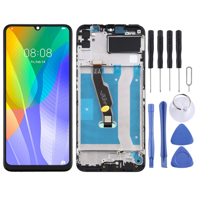 LCD Screen and Digitizer Full Assembly with Frame for Huawei Y6p, For Huawei Y6p