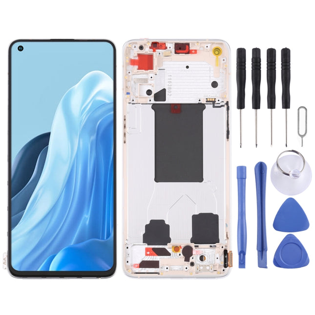 Original LCD Screen and Digitizer Full Assembly with Frame For OPPO Reno7 5G China PFJM10