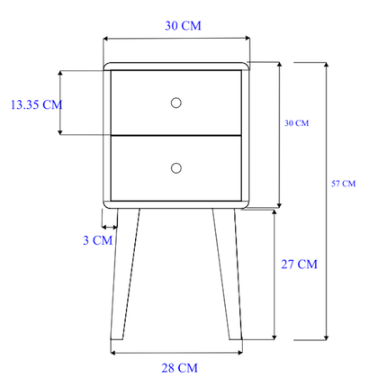 Minimalist Mango Wood White Logan Narrow Bedside Table