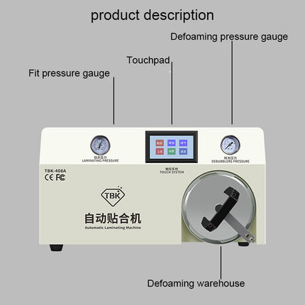 TBK-408A 15 inch Mobile Phone LCD Automatic Laminating Machine Transparent Cover and Autoclave Bubble Remover, TBK-408A