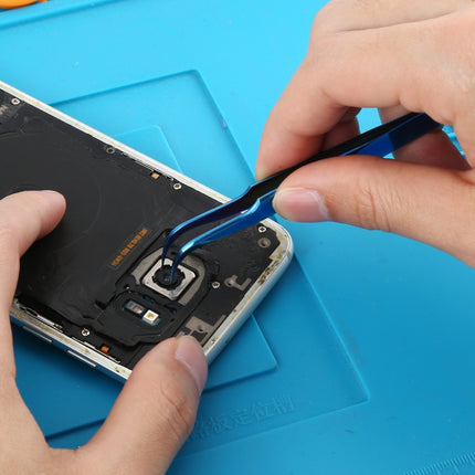 Vetus MCS-15 Bright Blue Curved Tweezers, Vetus MCS-15