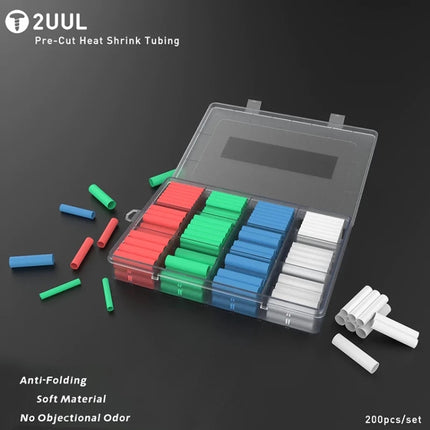 2UUL 200pcs/set PRE-CUT Heat Shrink Tubing, 200 in 1