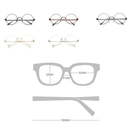 Round-Framed Glasses Small Fresh, Round-Framed Glasses, Golden, Silver, Bronze, Gun gray