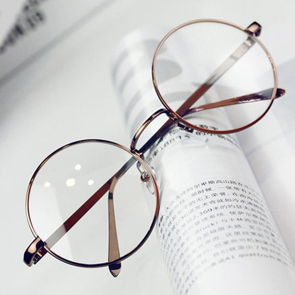Round-Framed Glasses Small Fresh, Round-Framed Glasses, Golden, Silver, Bronze, Gun gray