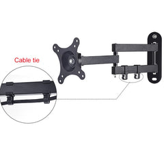 14-27 inch Universal Horizontal Vertical Screen Installable Rotatable Retractable Computer Monitor Three Arms Wall Mount Bracket, 14-27 inch Horizontal Screen Installable