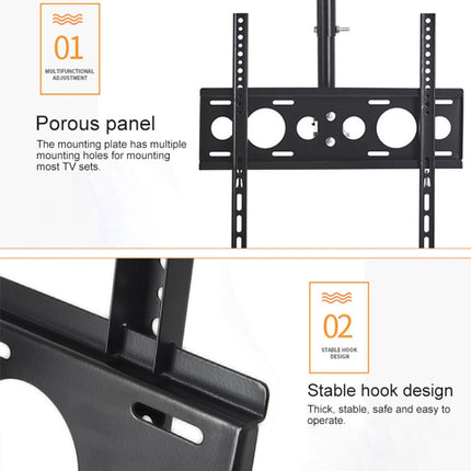 32-65 inch Universal Height & Angle Adjustable Single Screen TV Wall-mounted Ceiling Dual-use Bracket, Retractable Range: 0.5-2m