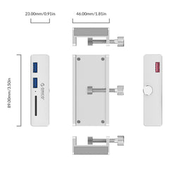 ORICO MH2AC-U3 Clip-type 2 Ports USB3.0 HUB with SD Card Reader