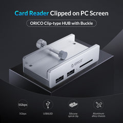 ORICO MH2AC-U3 Clip-type 2 Ports USB3.0 HUB with SD Card Reader