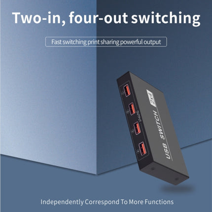 2x4 USB Switch 2 Port PCs Sharing 4 Devices for Printer Keyboard Mouse Monitor