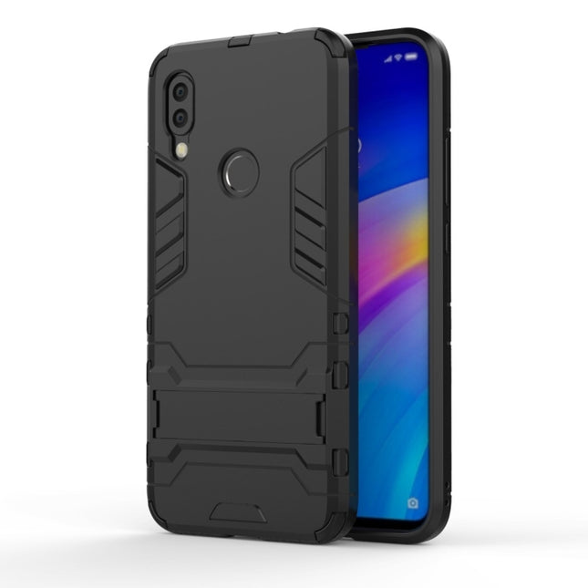 Shockproof PC + TPU Case for Xiaomi Redmi 7, with Holder, Black, Grey, Gold, Blue, Navy Blue, Red, Silver