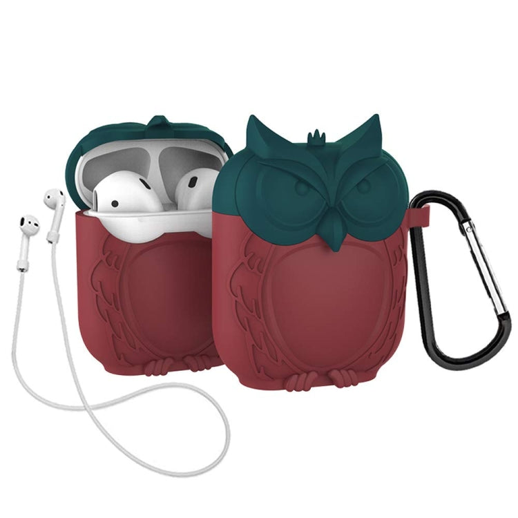 Owl appearance case for airpods, Green + Red