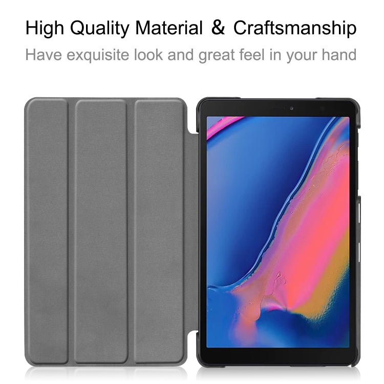 ENKAY High Quality PU Leather + Plastic Bottom Case with Three-folding Holder for Samsung Galaxy Tab A 8 (2019) P200 / P205, For Galaxy Tab A 8 (2019)