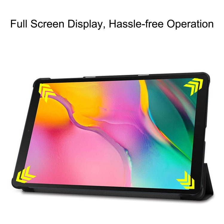 ENKAY High Quality PU Leather + Plastic Bottom Case with Three-folding Holder for Samsung Galaxy Tab A 10.1 (2019) T510 / T515, For Galaxy Tab A 10.1 (2019) T510, For Galaxy Tab A 10.1 (2019) T510 / T515
