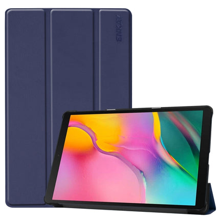 ENKAY High Quality PU Leather + Plastic Bottom Case with Three-folding Holder for Samsung Galaxy Tab A 10.1 (2019) T510 / T515, For Galaxy Tab A 10.1 (2019) T510, For Galaxy Tab A 10.1 (2019) T510 / T515