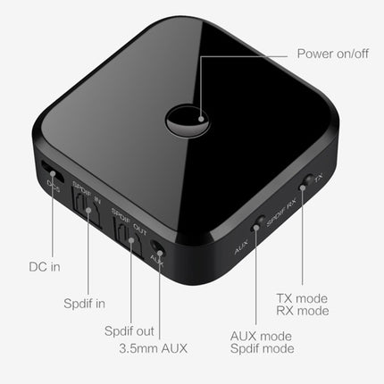 Bluetooth 5.0 Ffiber Optic Bluetooth Receiver CSR8670 Bluetooth Transmitter 2 in 1 Supports APTX, black